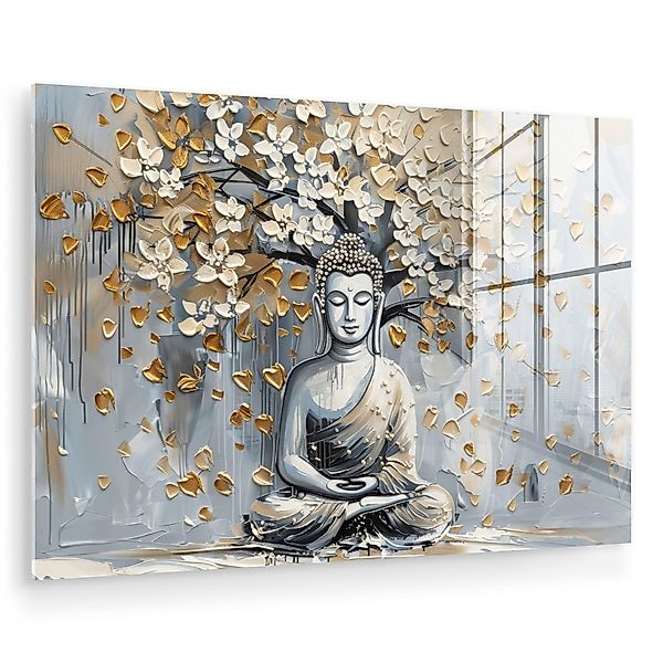 MuchoWow Acrylglasbild Buddha - Blumen - günstig online kaufen
