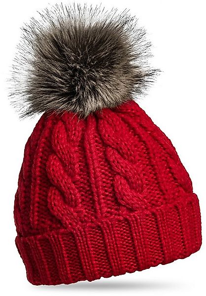 Caspar Bommelmütze MU104 Damen Winter Strickmütze mit Fellbommel günstig online kaufen