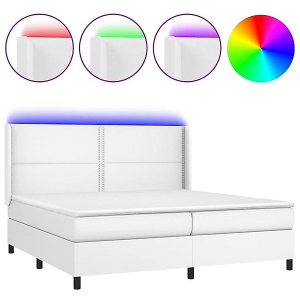 vidaXL Boxspringbett, Boxbett mit Matratze & LED Weiß 200x200 cm Kunstleder günstig online kaufen