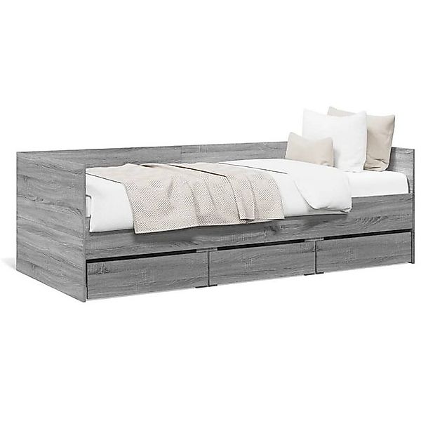 vidaXL Bett, Tagesbett mit Schubladen Grau Sonoma 100x200 cm Holzwerkstoff günstig online kaufen