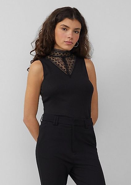 QS Kurzarmshirt T-Shirt Top mit Spitzeneinsatz günstig online kaufen