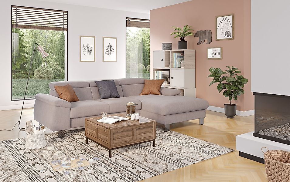 COTTA Ecksofa "Komaris L-Form, B: 244 cm" mit Kopfteilverstellung, optional günstig online kaufen