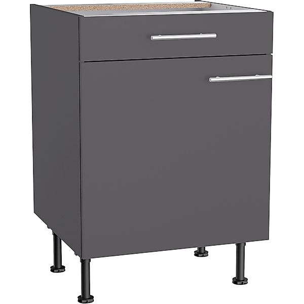 Optifit Küchen-Unterschrank Ingvar420 60 cm x 87 cm x 58,4 cm Anthrazit Mat günstig online kaufen