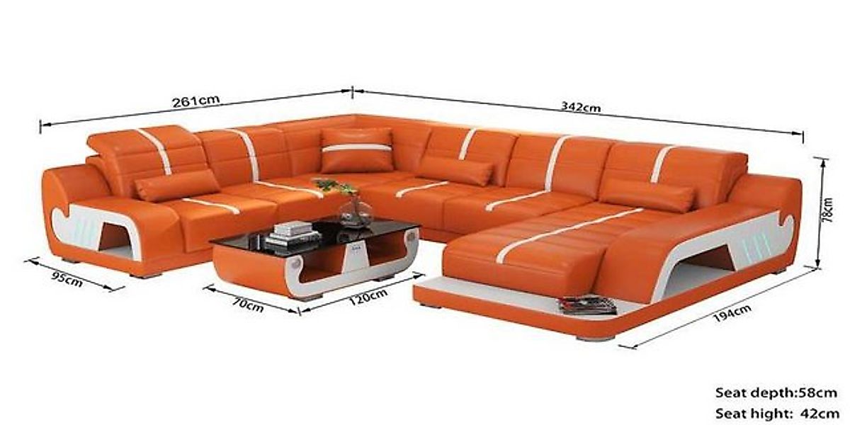 Xlmoebel Ecksofa Zeitgemäße Wohnlandschaft in U-Form Eckcouch Designer-Couc günstig online kaufen