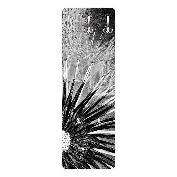 Bilderdepot24 Garderobenpaneel schwarz-weiß Blumen Floral Retro günstig online kaufen