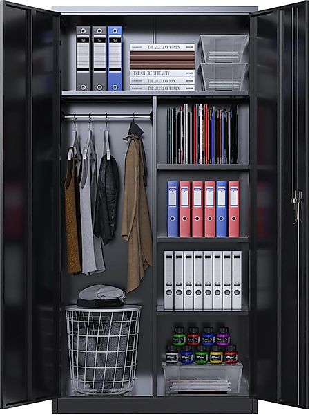AOBABO Aktenschrank Mehrzweckschrank, Garderobenschrank mit Kleiderstange günstig online kaufen