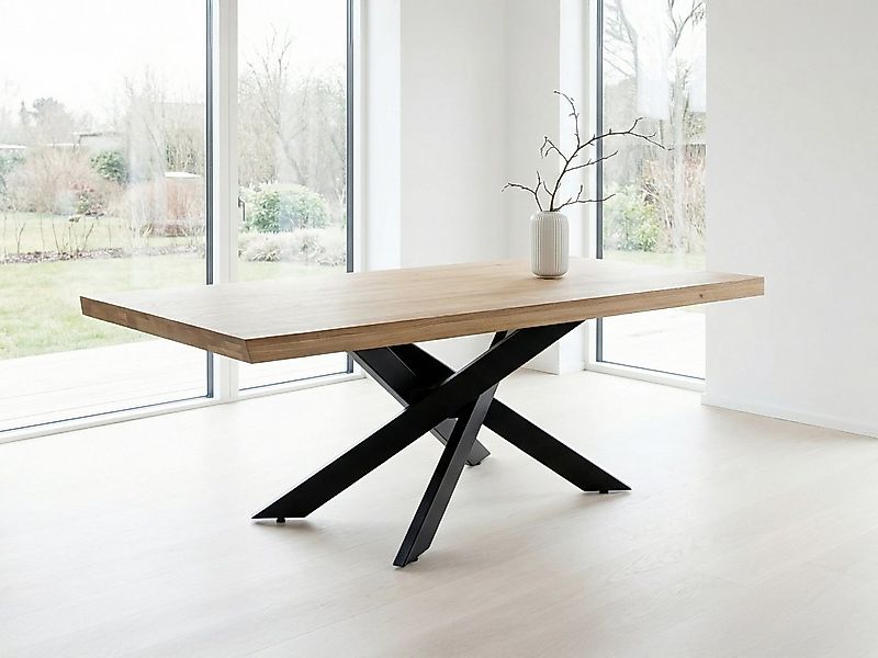 Massivart® Esstisch Wildeiche massiv geölt / 60 mm Platte / 180/200/220 / A günstig online kaufen