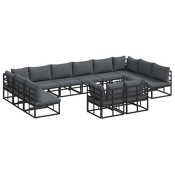 vidaXL Garten-Sofa-Set mit Kissen 12-Tlg Schwarz Aluminium 3378924 günstig online kaufen