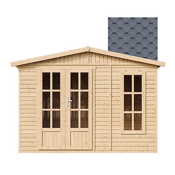 Timbela Gartenhaus Holz M334FB+H334FBGREY 6,03 m² Dachziegel Grau mit Boden günstig online kaufen