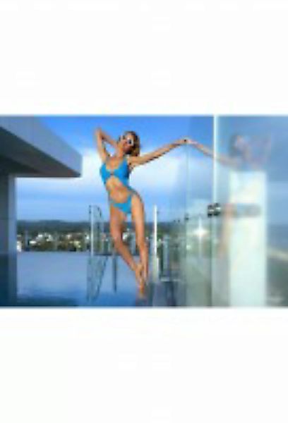 Badeanzug bauchfrei mit überkreuzten Trägern - blau günstig online kaufen