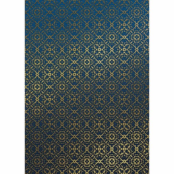 Sanders & Sanders Fototapete Aztekisch Blau und Gold 200 x 280 cm 611823 günstig online kaufen