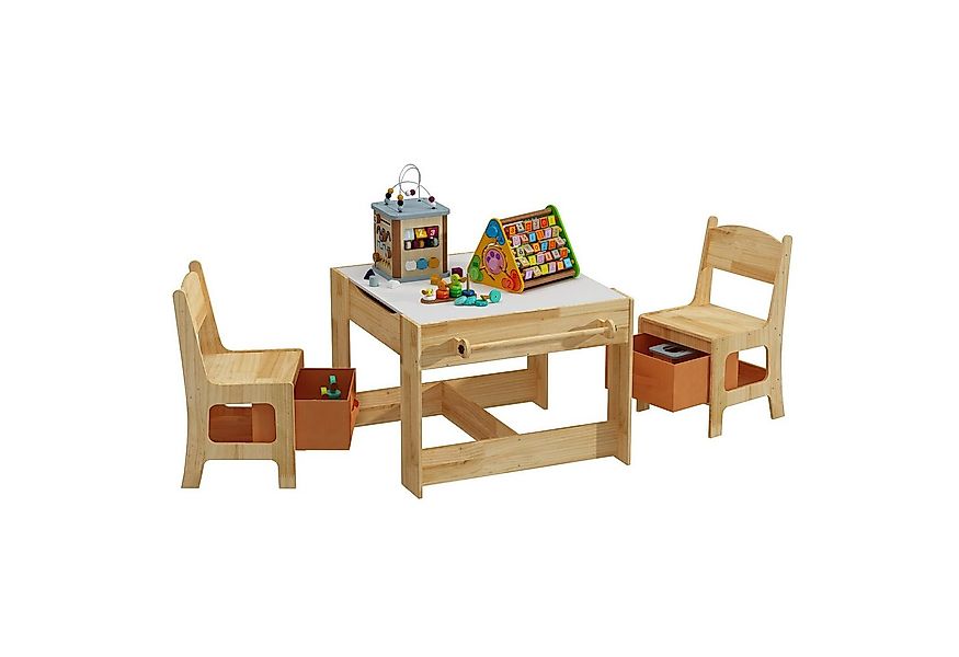 FUFU&GAGA Kindersitzgruppe Kinderspieltisch mit Stühlen, Natur, Massivholz günstig online kaufen