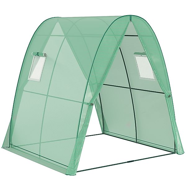 Outsunny Gewächshaus mit Rolltür, 2 Fernster, winterfest Foliengewächshaus günstig online kaufen