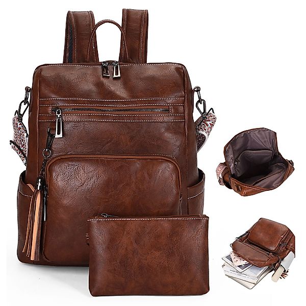 REDOM Rucksack Lederrucksack Laptoprucksack Schulrucksack Reiserucksack günstig online kaufen