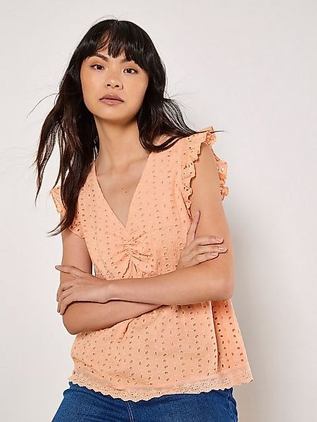 Apricot Blusentop Broderie Top, mit Rüschen günstig online kaufen