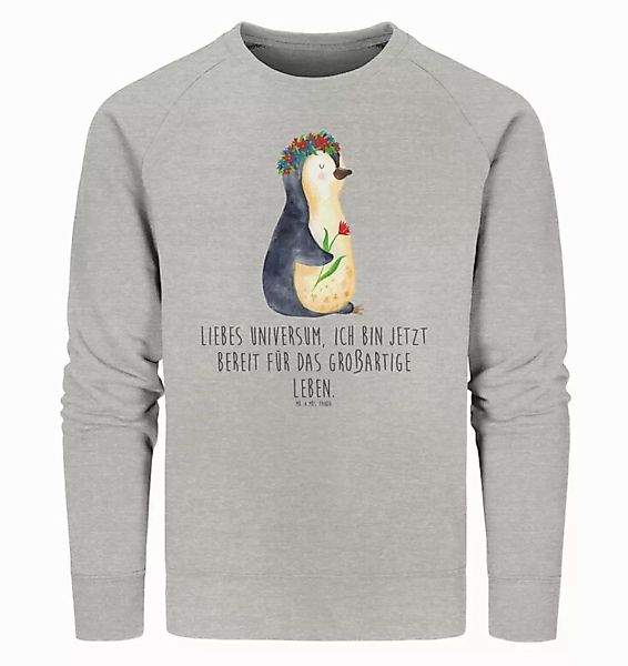 Mr. & Mrs. Panda Longpullover Größe XL Pinguin Blumen - Heather Grey - Gesc günstig online kaufen