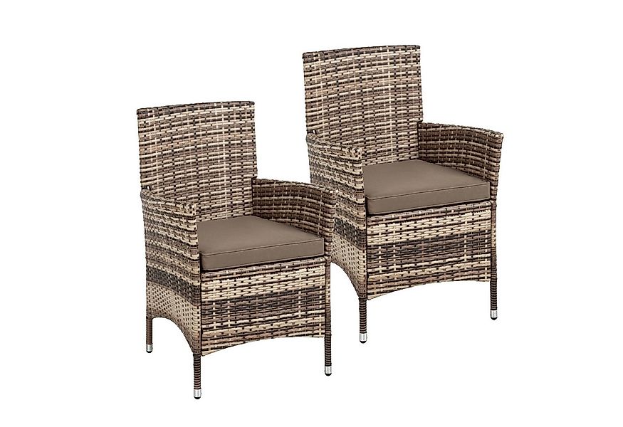 ESTEXO Gartenstuhl Rattan Gartensessel Polyrattan Stuhl 2er Set Sessel Beig günstig online kaufen