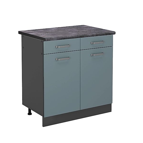 Vicco Küchenunterschrank R-Line Blau-Grau/Anthrazit 80 cm AP Anthrazit günstig online kaufen