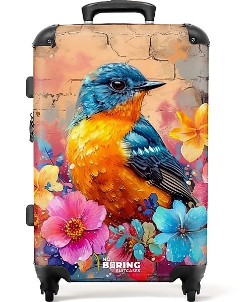 NoBoringSuitcases.com© Hartschalen-Trolley Vogel mit Blumen im günstig online kaufen