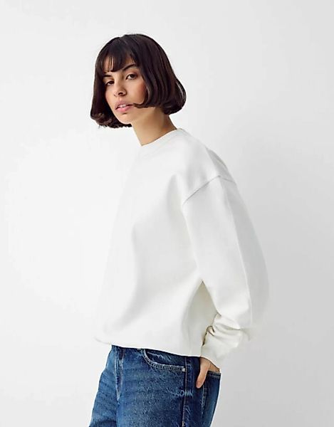 Bershka Sweatshirt Aus Interlock Damen L Grbrochenes Weiss günstig online kaufen