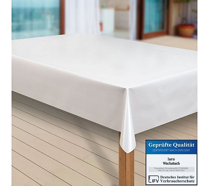 laro Tischdecke Wachstuch-Tischdecken Abwaschbar Uni weiß rechteckig günstig online kaufen