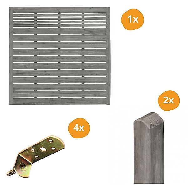 Mega-Holz Sichtschutzelement "Sina" Farbton Grau, Windschutz günstig online kaufen