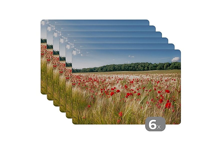 MuchoWow Platzset Wilde Mohnblumen auf einem großen Feld, (6-St), Platzsets günstig online kaufen