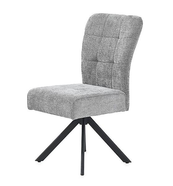 Esszimmerstuhl drehbar Chenille Grau / Gestell Metall Schwarz günstig online kaufen