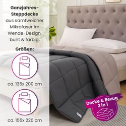wometo Microfaserbettdecke Ganzjahr Steppbett Bi-Color, 2 günstig online kaufen