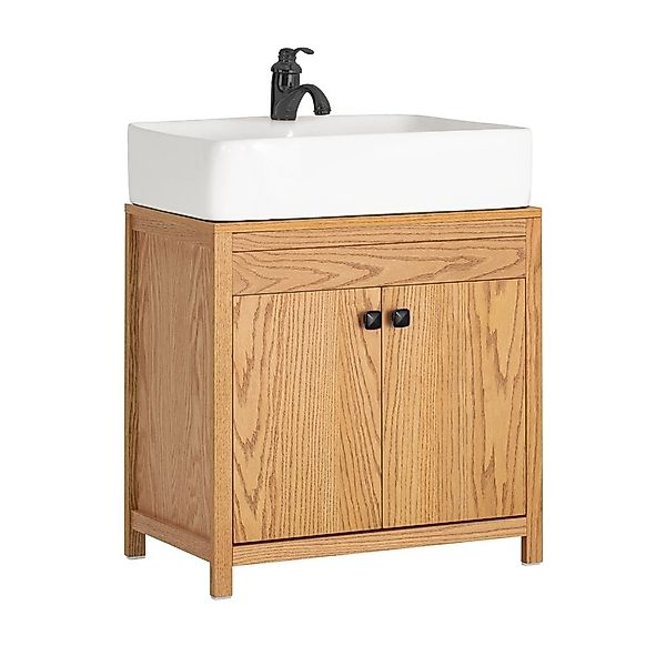 SoBuy Waschbeckenunterschrank mit 2 Türen MDF Natur 60 cm BZR98-N günstig online kaufen