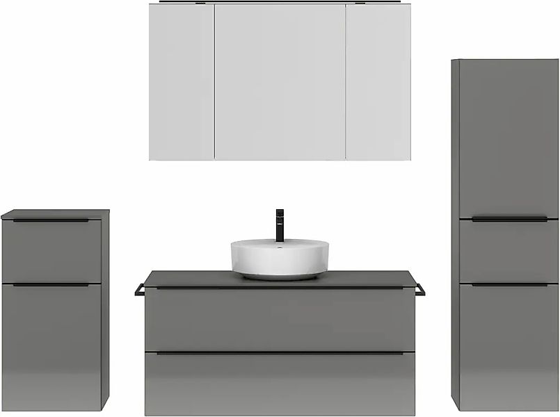 nobilia Badmöbel-Set, (4 St., vormontiert, mit Soft-Close), inkl. Spiegelsc günstig online kaufen
