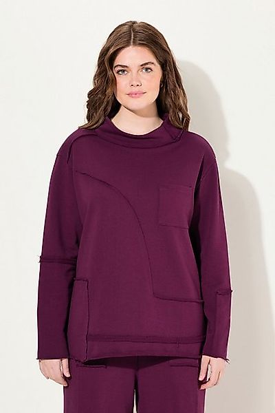 Ulla Popken Sweatshirt Sweatshirt Regular Fit Patchoptik Stehkragen günstig online kaufen