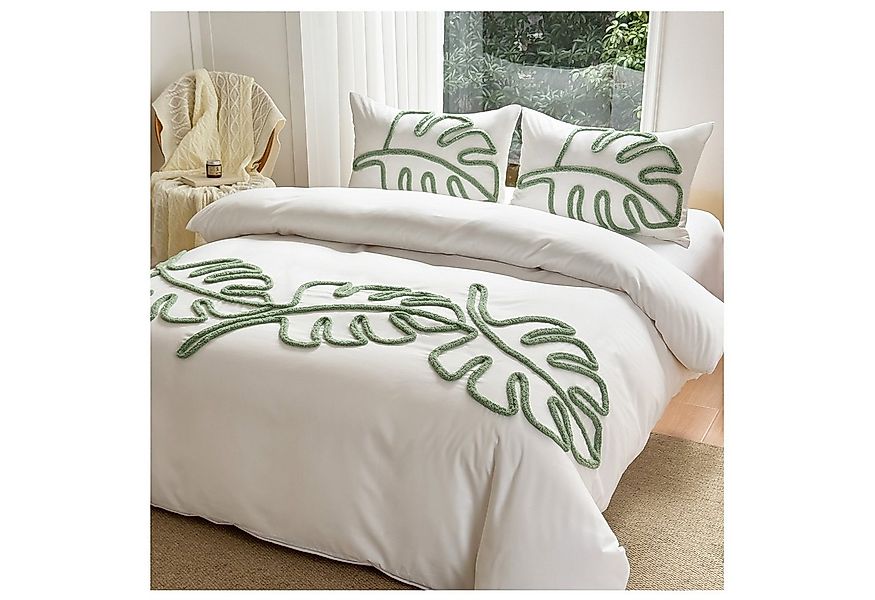 ibettertec Bettwäsche Getuftet Bettwäsche Set 135X200cm,200x200cm Grüne Blä günstig online kaufen