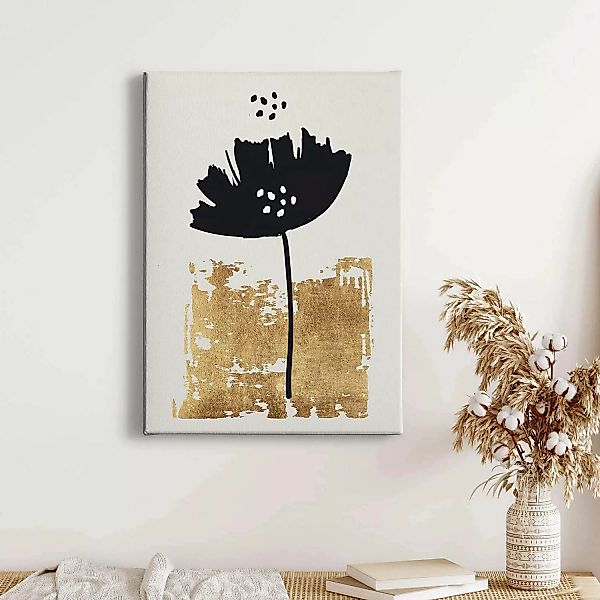 Bricoflor Leinwand Bild Mit Blume Abstrakt Goldenes Wandbild Mit Floralem D günstig online kaufen