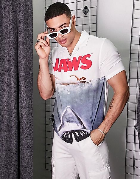 Topman – Mehrfarbiges Hemd mit 'Jaws'-Print günstig online kaufen