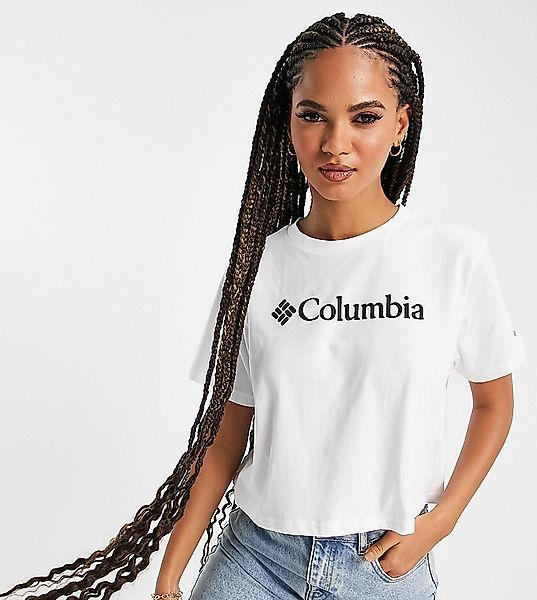 Columbia – North Cascades – Kurzes T-Shirt in Weiß mit Print am Rücken, exk günstig online kaufen