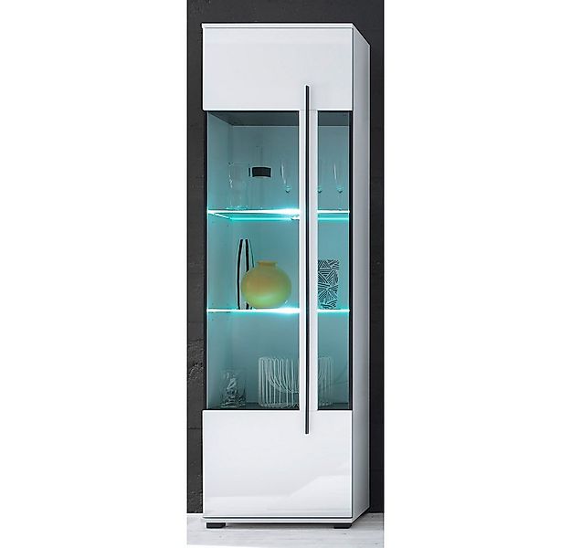 Lomadox Vitrine COLORADO-61 weiß Hochglanz inkl. LED mit Glaseinsatz aus Gr günstig online kaufen