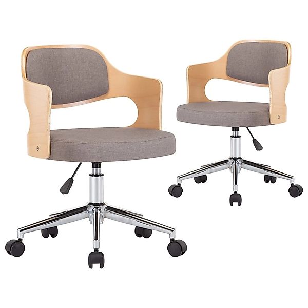 vidaXL Esszimmerstühle 2 Stk Drehbar Taupe Bugholz und Stoff 3054941 günstig online kaufen