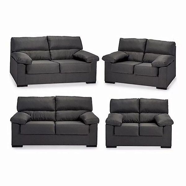 DOTMALL Big-Sofa 2-tlg. Sofagarnitur Berlin Polyester Kiefernholz Dunkelgra günstig online kaufen
