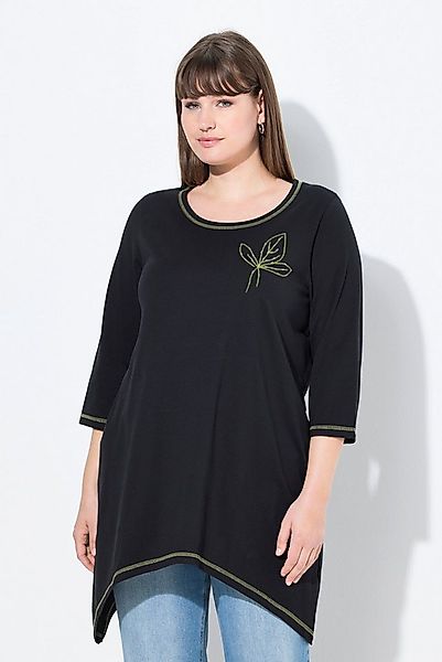 Ulla Popken Longshirt Shirt Stickerei A-Linie Rundhals 3/4-Arm günstig online kaufen