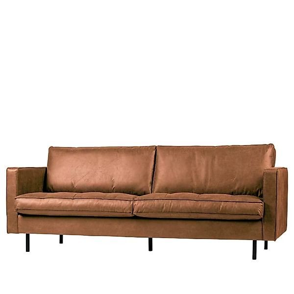 Wohnzimmer Sofa in Cognac Braun Recyclingleder 230 cm breit günstig online kaufen