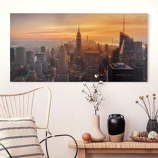 Leinwandbild - Querformat Manhattan Skyline Abendstimmung günstig online kaufen