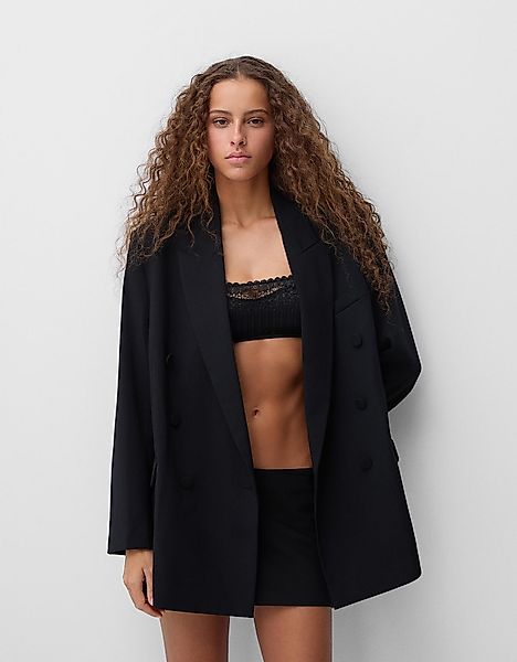 Bershka Oversize-Blazer Damen S Schwarz günstig online kaufen