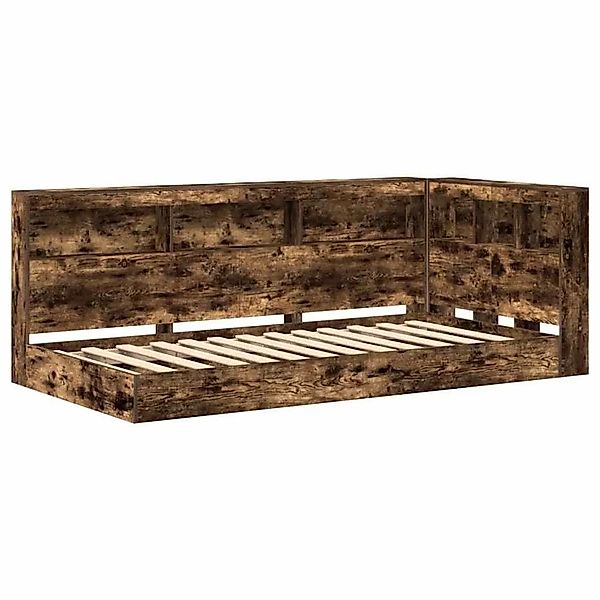 vidaXL Bett mit Bücherregal-Kopfteil Räuchereiche 75 x 190 cm Holzwerkstoff günstig online kaufen