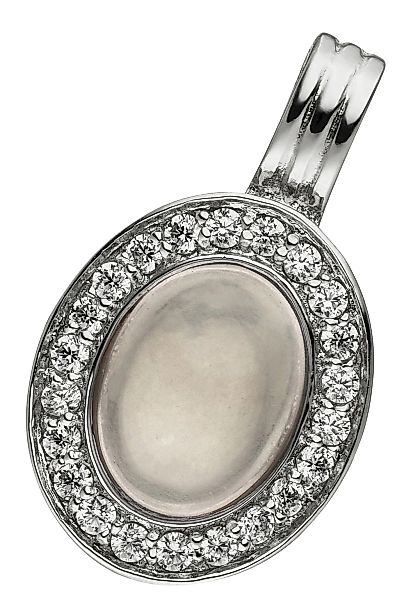 JOBO Kettenanhänger "Anhänger oval", 925 Silber mit Rosenquarz und 22 Zirko günstig online kaufen