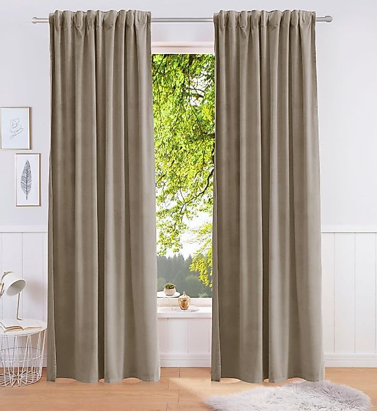Bruno Banani Vorhang "Leroy" Kräuselband 1 tlg. Samt, einfarbig, monochrom, günstig online kaufen