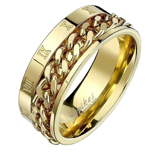 Taffstyle Fingerring Ring Ketten Style Spinner Römischen Zeichen Gold Größe günstig online kaufen