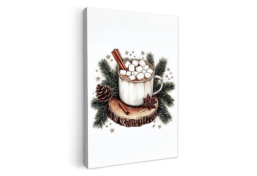 OneMillionCanvasses® Leinwandbild Winter - Holz - Schokoladenmilch - Geträn günstig online kaufen
