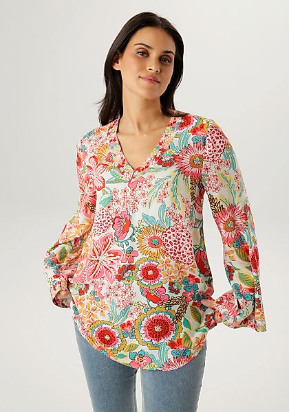 Aniston SELECTED Schlupfbluse mit langen, weit ausgestellten Trompetenärmel günstig online kaufen