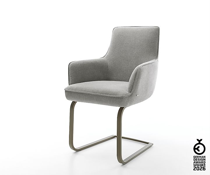 Freischwinger Heira-Flex mit Armlehnen Strukturstoff Soft Grau Freischwinge günstig online kaufen